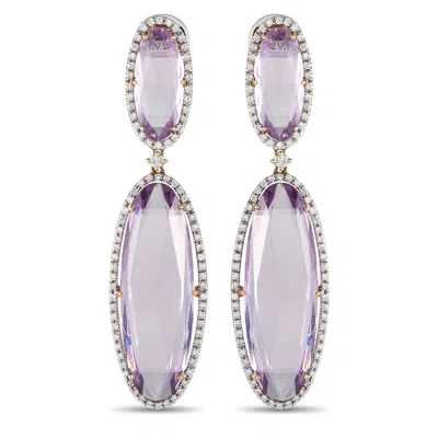 Casato 18k Yellow Gold 1.75ct Diamond And Amethyst Vintage Style Earrings 200492 In Pink