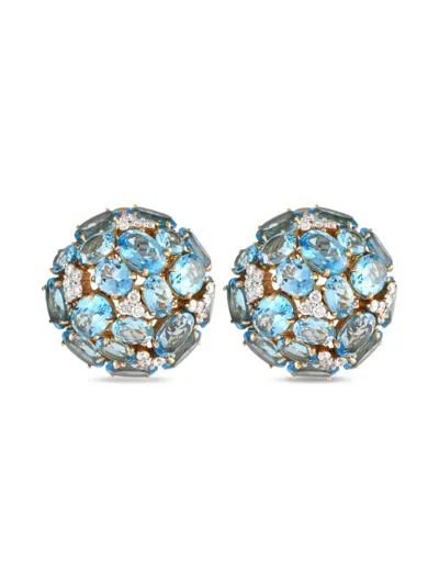 Pre-owned Casato 18k Yellow Gold Diamond And Topaz Earrings