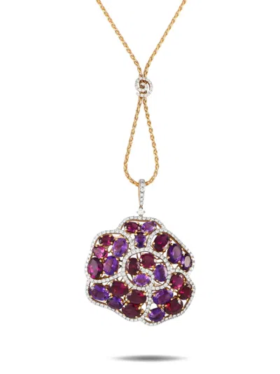 Pre-owned Casato 18k Yellow Gold Multi-stone Necklace In Pink