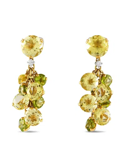 Pre-owned Casato 18k Yellow Gold Quartz Diamond And Prasiolite Earrings
