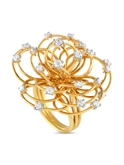 Pre-owned Casato 18kt Yellow Gold Flower Diamond Ring