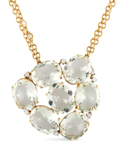 Pre-owned Casato 18kt Yellow Gold Prasiolite And Diamond Necklace