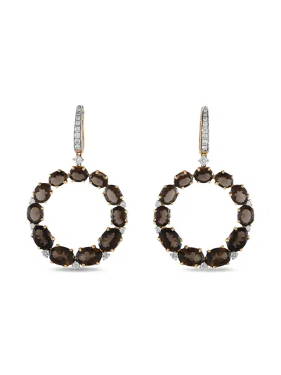Pre-owned Casato 18kt Yellow Gold Quartz And Diamond Earrings