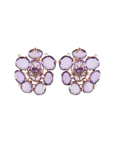 CASATO CASATO ROSE 18K ROSE GOLD 0.28 CT. TW. DIAMOND & AMETHYST EARRINGS (AUTHENTIC PRE-LOVED)