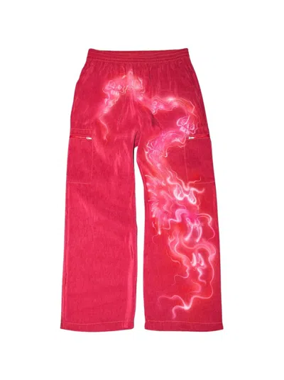 Casella Meyer Silk Dragon Cargo Pants In Red