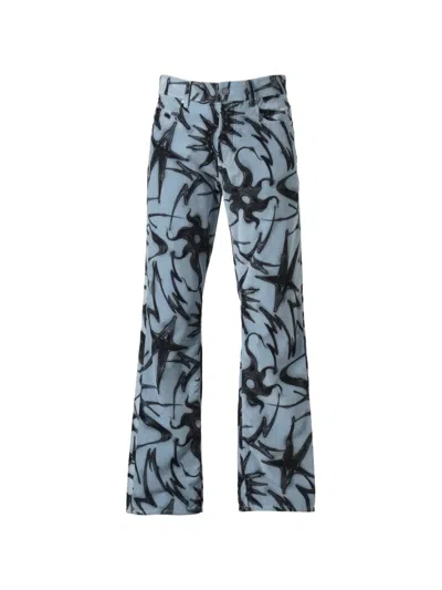 Casella Meyer Velvet Graphic-print Trousers In Blue