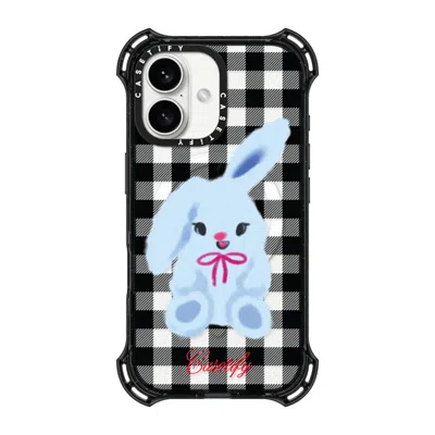 Casetify Iphone 16 Case Black Bounce Case Magsafe Compatible  Animal,cartoon Bunny With Plaid