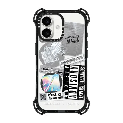 Casetify Iphone 16 Case Black Bounce Case Magsafe Compatible  Anxiety Advisory Sticker Case