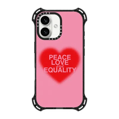 Casetify Iphone 16 Case Black Bounce Case Magsafe Compatible  Peace Love And Equality  In Pink