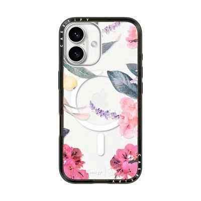 Casetify Iphone 16 Case Black Compact Case Magsafe Compatible  Spring Design #2 - Floral Garden