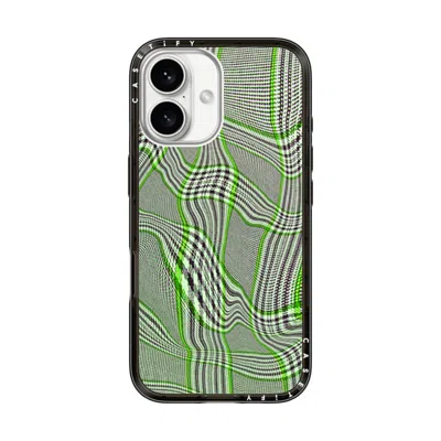 Casetify Iphone 16 Case Black Compact Case Magsafe Compatible  Surrealism Distorted Plaid - Green