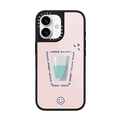 Casetify Iphone 16 Case Black Glaze Case Magsafe Compatible  Hydrate Then Dominate  In Pink