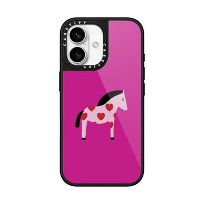 Casetify Iphone 16 Case Black Glaze Case Magsafe Compatible  Pony With Red Heart - Purple Panic