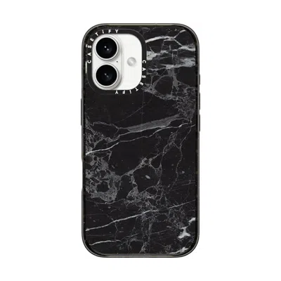 Casetify Iphone 16 Case Black Impact Case  Black Marble