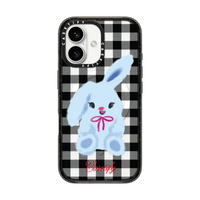 Casetify Iphone 16 Case Black Impact Case Magsafe Compatible  Animal,cartoon Bunny With Plaid