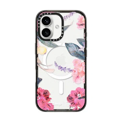 Casetify Iphone 16 Case Black Impact Case Magsafe Compatible  Spring Design #2 - Floral Garden