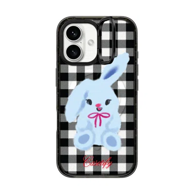 Casetify Iphone 16 Case Black Impact Ring Stand Case Magsafe Compatible  Animal,cartoon Bunny With Plaid