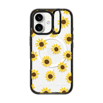 Casetify Iphone 16 Case Black Impact Ring Stand Case Magsafe Compatible  Secret Sunflower