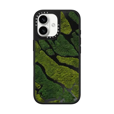 Casetify Iphone 16 Case Black On Black Mirror Case Magsafe Compatible  Nature Moss Camo