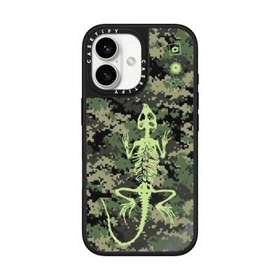 Casetify Iphone 16 Case Black On Black Mirror Case Magsafe Compatible  Pattern Camo Skeleton