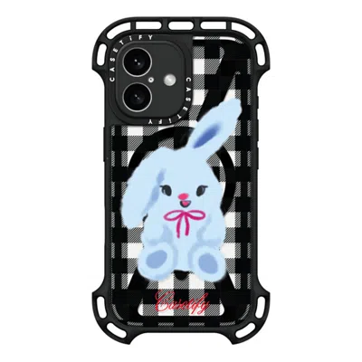 Casetify Iphone 16 Case Black Ultra Bounce Case Magsafe Compatible  Animal,cartoon Bunny With Plaid