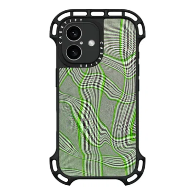 Casetify Iphone 16 Case Black Ultra Bounce Case Magsafe Compatible  Surrealism Distorted Plaid - Green