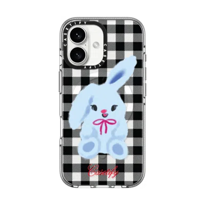 Casetify Iphone 16 Case Clear Impact Clear Case Magsafe Compatible  Animal,cartoon Bunny With Plaid In Transparent