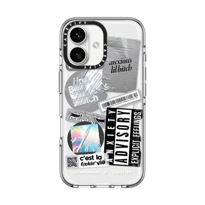 Casetify Iphone 16 Case Clear Impact Clear Case Magsafe Compatible  Anxiety Advisory Sticker Case  In Transparent