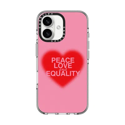 Casetify Iphone 16 Case Clear Impact Clear Case Magsafe Compatible  Peace Love And Equality  In Purple