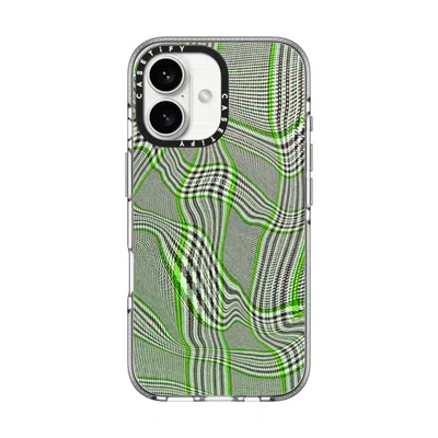Casetify Iphone 16 Case Clear Impact Clear Case Magsafe Compatible  Surrealism Distorted Plaid - Green In Transparent
