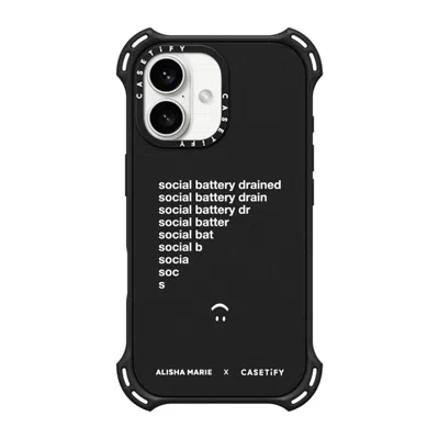 Casetify Iphone 16 Case Matte Black Bounce Case Magsafe Compatible  Alisha Marie Social Battery Case