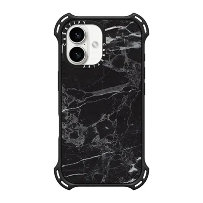 Casetify Iphone 16 Case Matte Black Bounce Case Magsafe Compatible  Black Marble