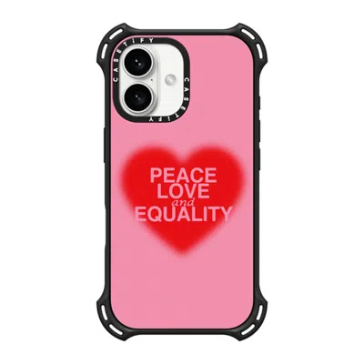 Casetify Iphone 16 Case Matte Black Bounce Case Magsafe Compatible  Peace Love And Equality  In Red