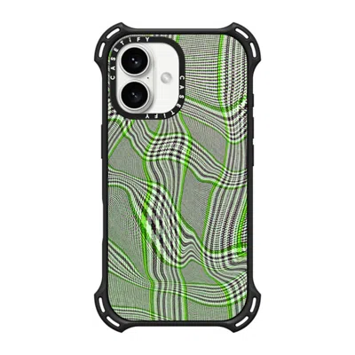 Casetify Iphone 16 Case Matte Black Bounce Case Magsafe Compatible  Surrealism Distorted Plaid - Green