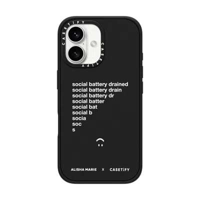 Casetify Iphone 16 Case Matte Black Impact Case  Alisha Marie Social Battery Case