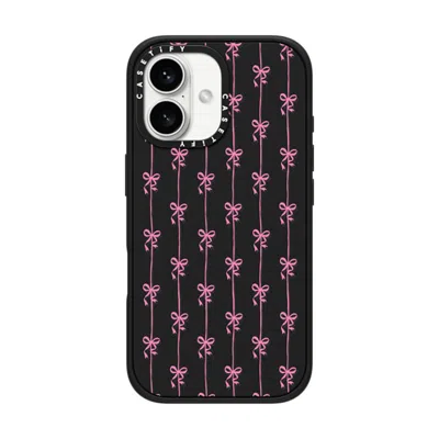 Casetify Iphone 16 Case Matte Black Impact Case  Cottagecore Ballet Stripes