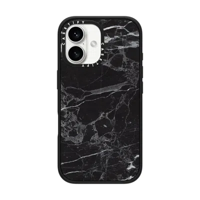 Casetify Iphone 16 Case Matte Black Impact Case Magsafe Compatible  Black Marble