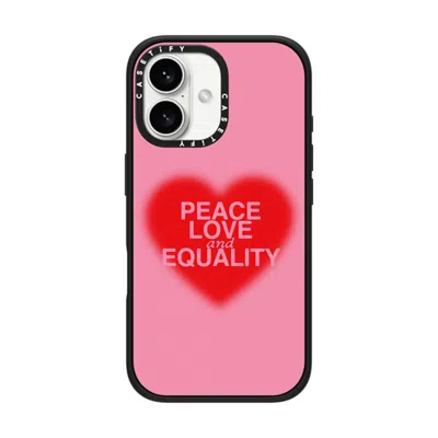 Casetify Iphone 16 Case Matte Black Impact Case Magsafe Compatible  Peace Love And Equality  In Purple