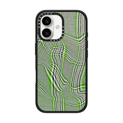 Casetify Iphone 16 Case Matte Black Impact Case Magsafe Compatible  Surrealism Distorted Plaid - Green