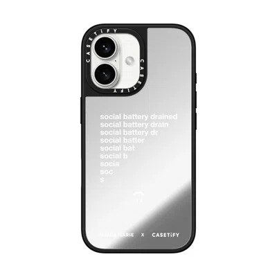 Casetify Iphone 16 Case Silver On Black Mirror Case Magsafe Compatible  Alisha Marie Social Battery Case Case