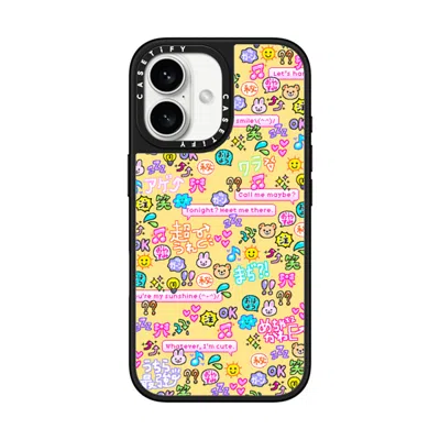 Casetify Iphone 16 Case Silver On Black Mirror Case Magsafe Compatible  Emoji Paradise