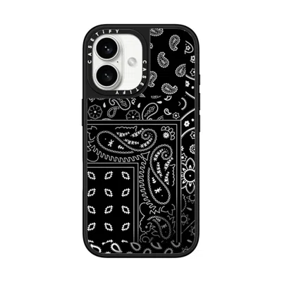 Casetify Iphone 16 Case Silver On Black Mirror Case Magsafe Compatible  Paisley Case - Black