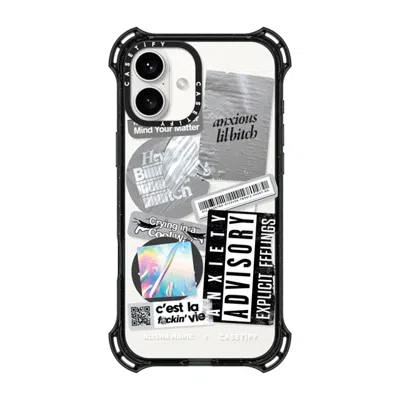 Casetify Iphone 16 Plus Case Black Bounce Case Magsafe Compatible  Anxiety Advisory Sticker Case