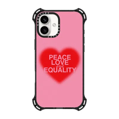 Casetify Iphone 16 Plus Case Black Bounce Case Magsafe Compatible  Peace Love And Equality  In Metallic