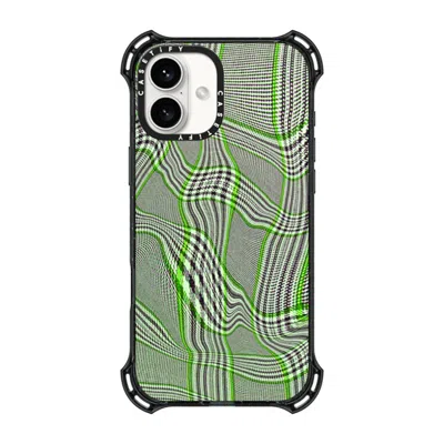 Casetify Iphone 16 Plus Case Black Bounce Case Magsafe Compatible  Surrealism Distorted Plaid - Green