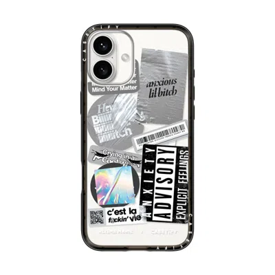 Casetify Iphone 16 Plus Case Black Compact Case Magsafe Compatible  Anxiety Advisory Sticker Case