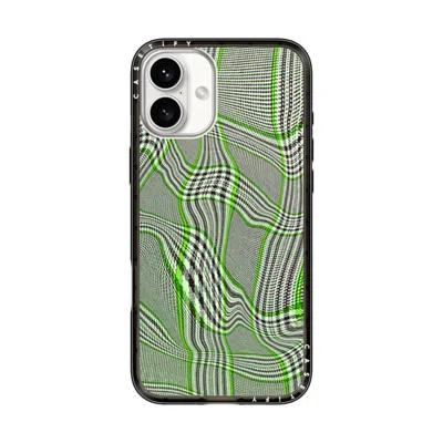 Casetify Iphone 16 Plus Case Black Compact Case Magsafe Compatible  Surrealism Distorted Plaid - Green