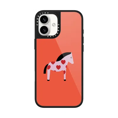 Casetify Iphone 16 Plus Case Black Glaze Case Magsafe Compatible  Pony With Red Heart - Blood Orange