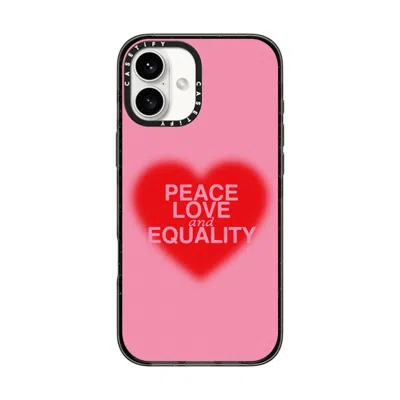 Casetify Iphone 16 Plus Case Black Impact Case Magsafe Compatible  Peace Love And Equality  In Purple