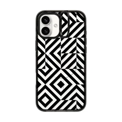 Casetify Iphone 16 Plus Case Black Impact Ring Stand Case Magsafe Compatible  Block Diamond Case